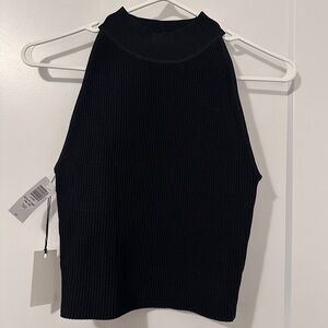 Aritzia Babaton Black Sculpt Knit Ribbed Halter Top Size Small Women’s NWT